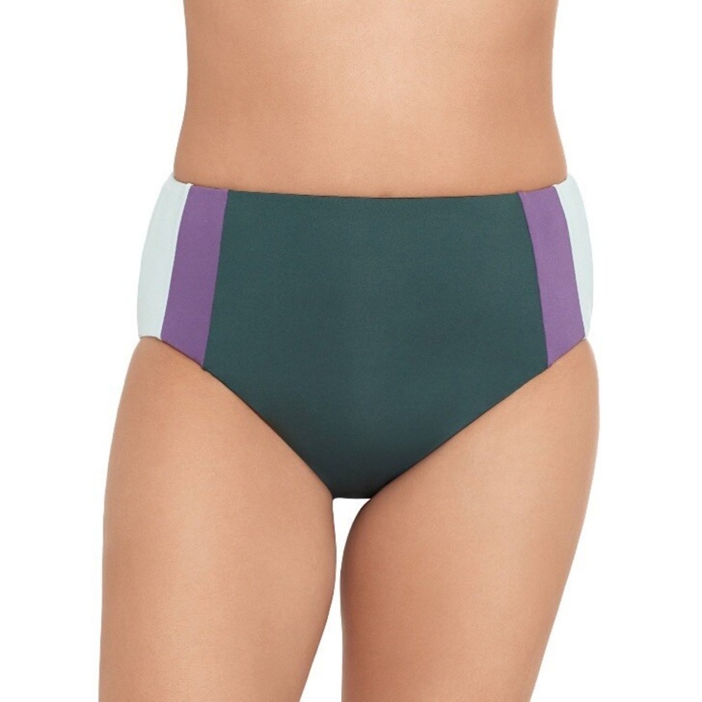Time and Tru Womens Reversible Colorblock Swimsuit Bikini Bottom Large 12-14 New